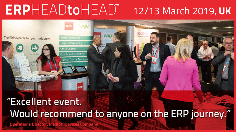 Compare 12 leading ERP Products at the 4th Lumenia ERP HEADtoHEAD™ event, 12/13th March 2019, Milton Keynes